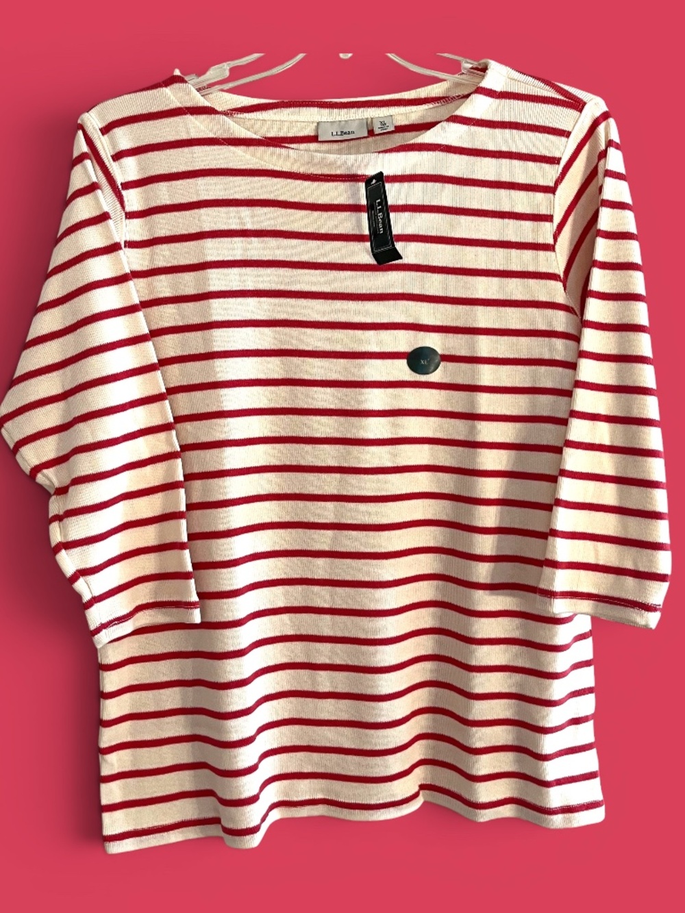 NOS L.L. Bean French Sailor Shirt Peruvian Cotton Red Breton Stripe NWT
